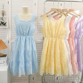 Eyelet Sleeveless Midi Dress In 5 Colors