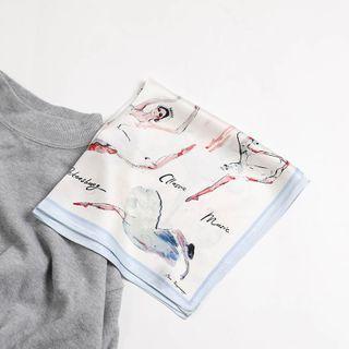 Dancer Print Silk Scarf Light Blue - One Size
