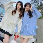 Distressed Faux-pearl Loose-fit Sweater