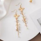 Alloy Flower Irregular Pearl Dangle Earring 1 Pair - As Shown In Figure - One Size