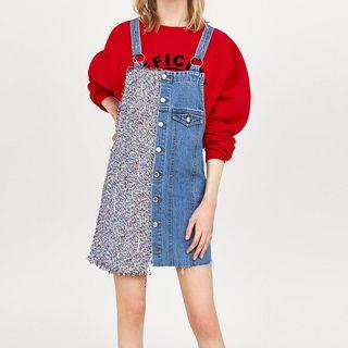 Denim Panel Jumper Dress