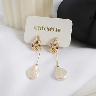 Mother-of-pearl Drop Shell Earring 1 Pair - Gold - One Size