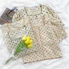 Short-sleeve Dot Square-neck Top