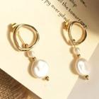 Geometric Alloy Faux Pearl Dangle Earring