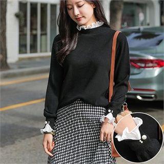 Frill-trim High-neck Sweater
