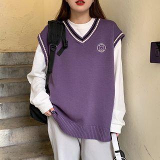 Logo V-neck Knit Vest