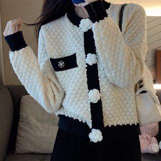 Quilted Contrast Trim Cardigan