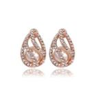 Fashion And Elegant Plated Rose Gold Water Drop-shaped Pearl Earrings With Cubic Zircon Rose Gold - One Size