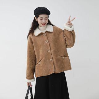 Fleece-collar Buttoned Coat