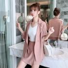 Double Breasted Blazer / Spaghetti Strap Top / Skorts / Set