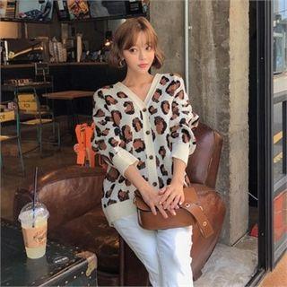 Leopard Boxy-fit Cardigan