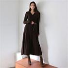 Button-through Wool Blend Cable-knit Maxi Dress