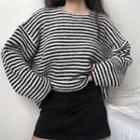 Striped Oversized Sweater Stripes - Black & White - One Size