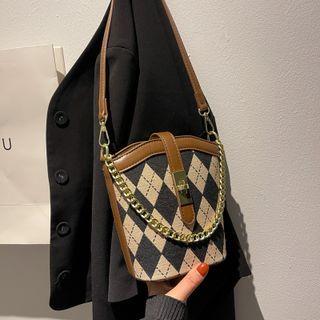 Argyle Chain Mini Crossbody Bucket Bag