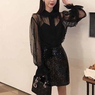 Sequined Spaghetti-strap Dress + Sequined Skirt