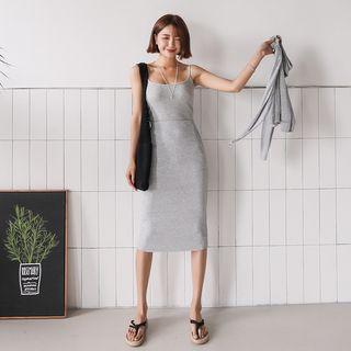 Set: Zip-up Hoodie + Camisole Top + Midi Skirt