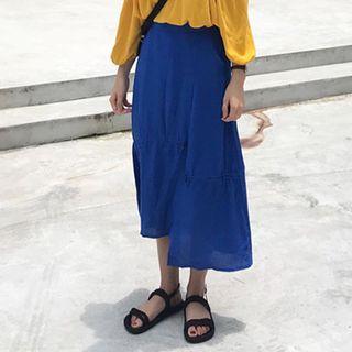 Cold Shoulder Long-sleeve Top / Midi Skirt