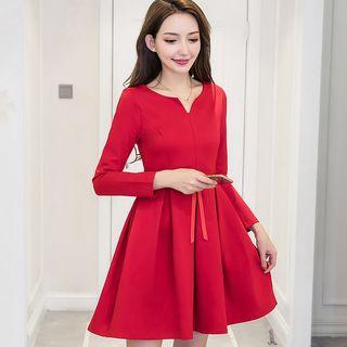 Long-sleeve / 3/4-sleeve A-line Mini Dress