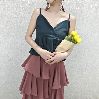 Ruffle Hem Camisole Top / Layered Midi Skirt