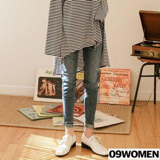 Tall Size Distressed Slim-fit Jeans