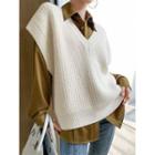 Cable Knit Sweater Vest Off-white - One Size