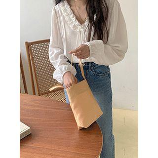 Tie-neck Frilled Pintuck Blouse