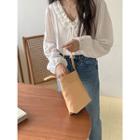 Tie-neck Frilled Pintuck Blouse