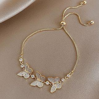Butterfly Rhinestone Alloy Bracelet Bracelet - Butterfly - One Size
