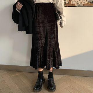 Velvet Glitter Midi A-line Skirt