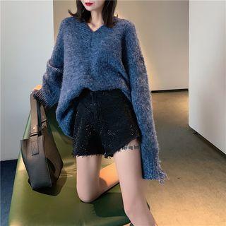 Glittered Denim Shorts