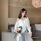 Irregular V-neck Long-sleeve Blouse / Irregular Skirt