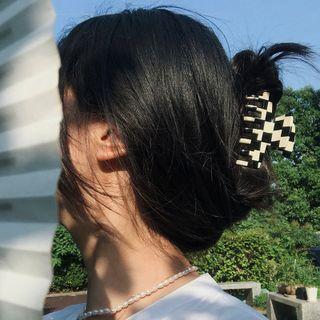 Check Acetate Earring / Hair Clamp