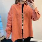 Corduroy Shirt Jacket Tangerine Red - One Size