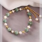 Bead Earring Green & Gold - One Size