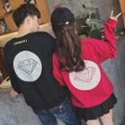 Couple Matching Hoop Detail Lettering Pullover