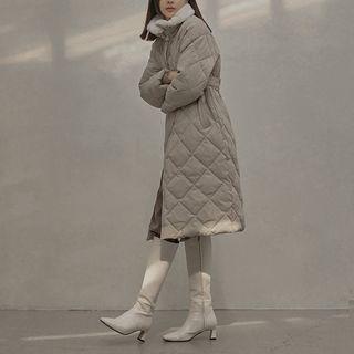 Faux-fur Collar Belted Quilted Coat