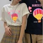 Couple Matching Set Of 2: Elbow-sleeve Print T-shirt