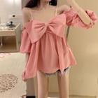 Cold Shoulder Bow Detail Oversized Blouse