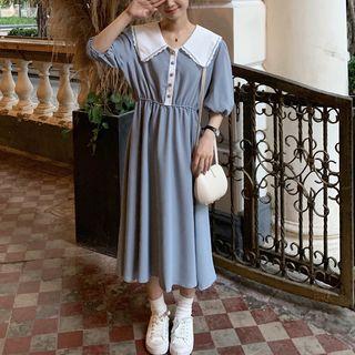 Sailor Collar Midi A-line Dress