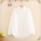 Pleated Long-sleeve Shirt White - One Size