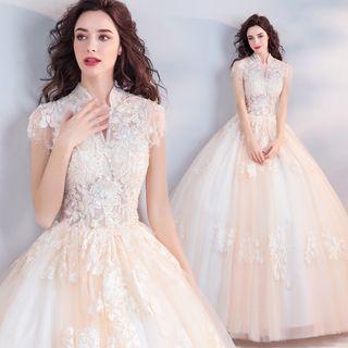 Embellished Cap-sleeve Ball Gown