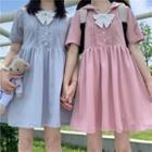 Short-sleeve Sailor Collar Mini / Midi A-line Dress