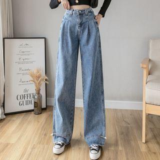 High-waist Shift Drawstring Wide-leg Jeans