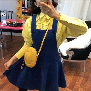 Embroidered Shirt / Mini A-line Pinafore Dress