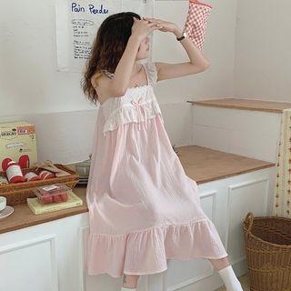 Spaghetti-strap Lace Trim Midi Sleep Dress