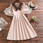 Color Block Bow Detail A-line Dress