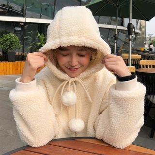 Fleece Pompom Hoodie