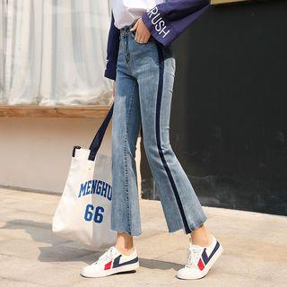 Contrast Trim Crop Boot-cut Jeans