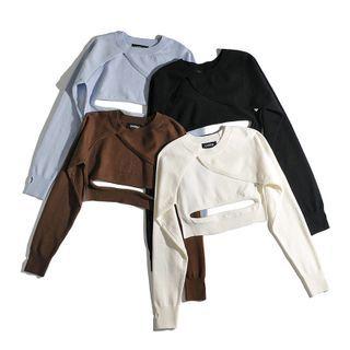 Long Sleeve Cut-out Crop Sweatshirt