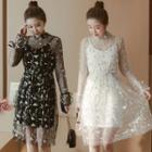 Long-sleeve Embroidery Tulle Dress
